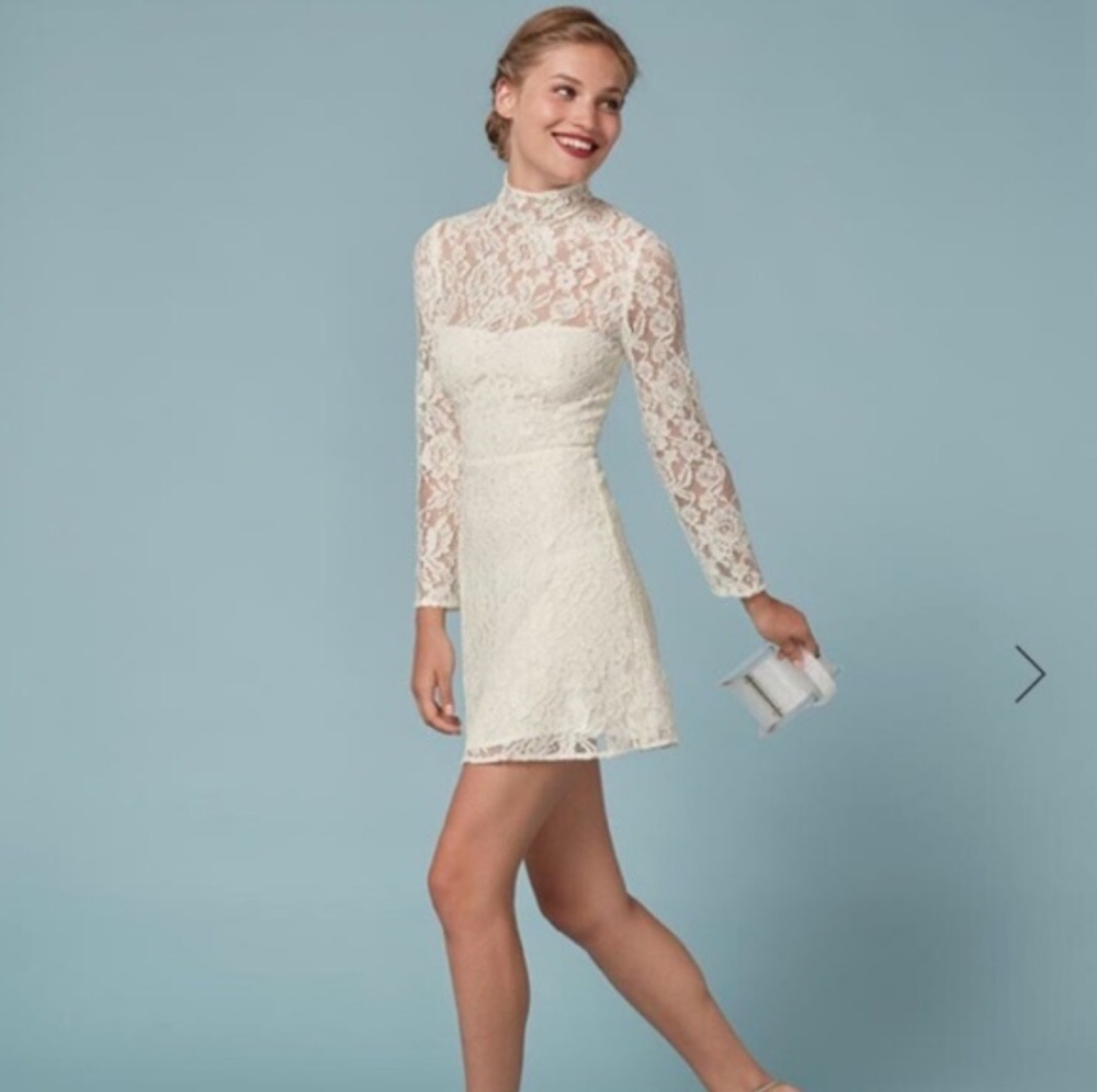 Reformation mini dress white lace wedding